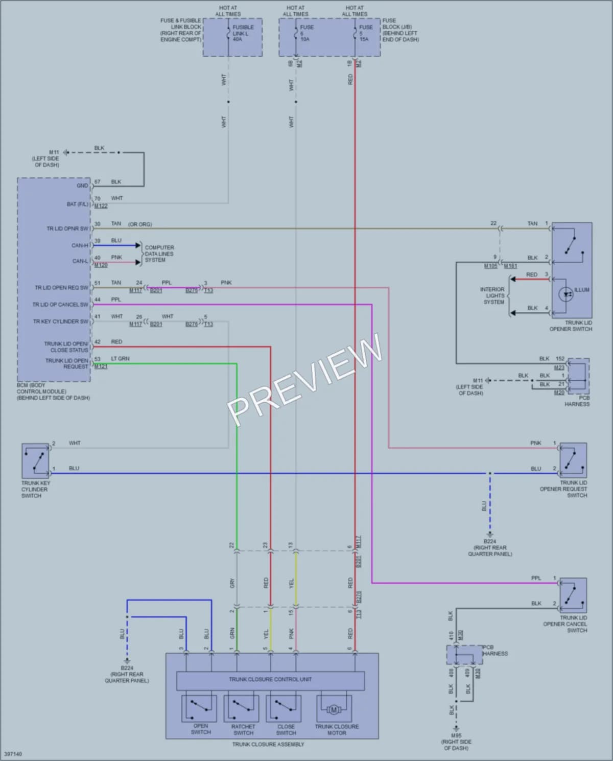 2013 Infiniti M37 Trunk Tailgate Fuel Door wiring diagram preview