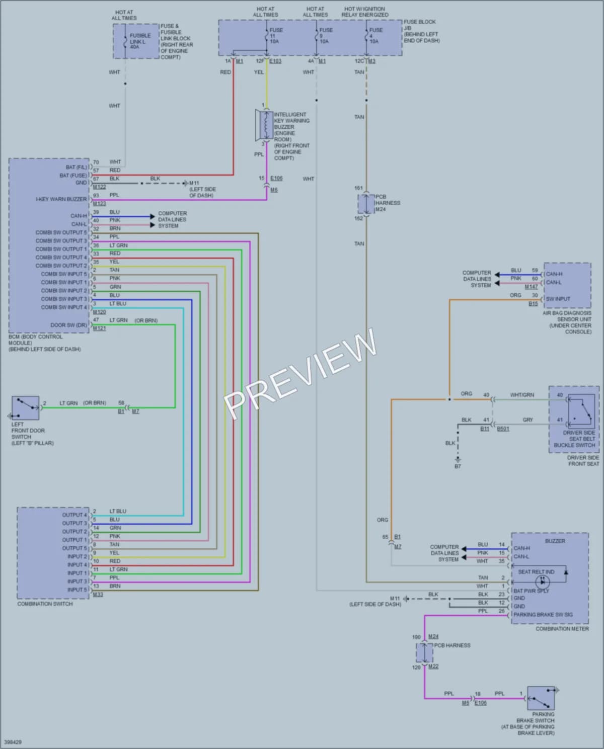2013 Infiniti M37 Warning Systems wiring diagram preview