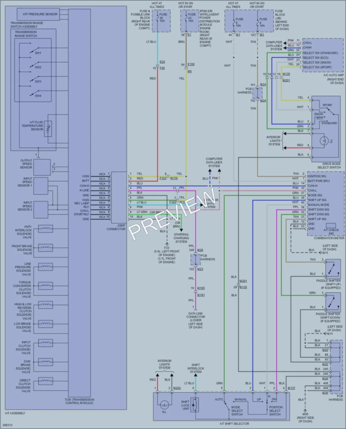2013 Infiniti M56 Transmission wiring diagram preview