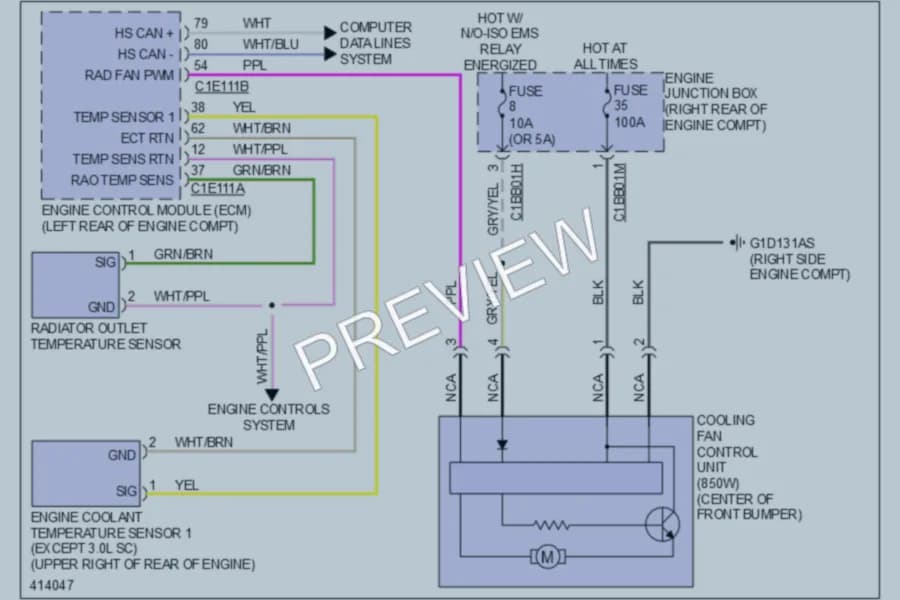 2013 Jaguar XJ Cooling Fan wiring diagram preview