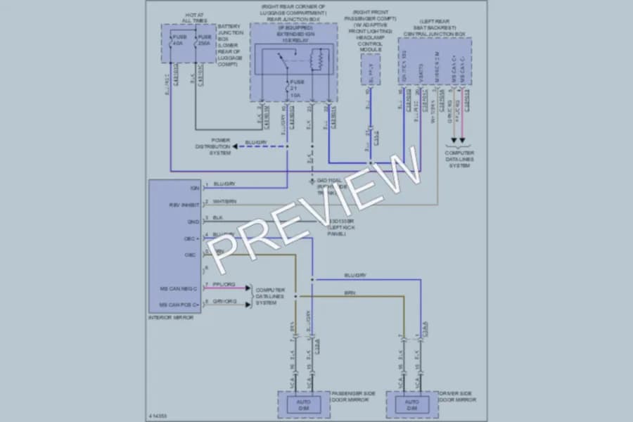 2013 Jaguar XJSupersport Power Mirrors wiring diagram preview