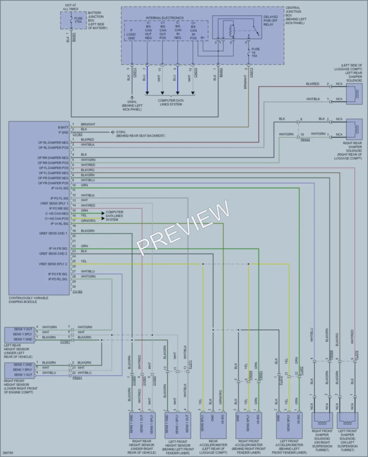 2013 Jaguar XK Electronic Suspension wiring diagram preview