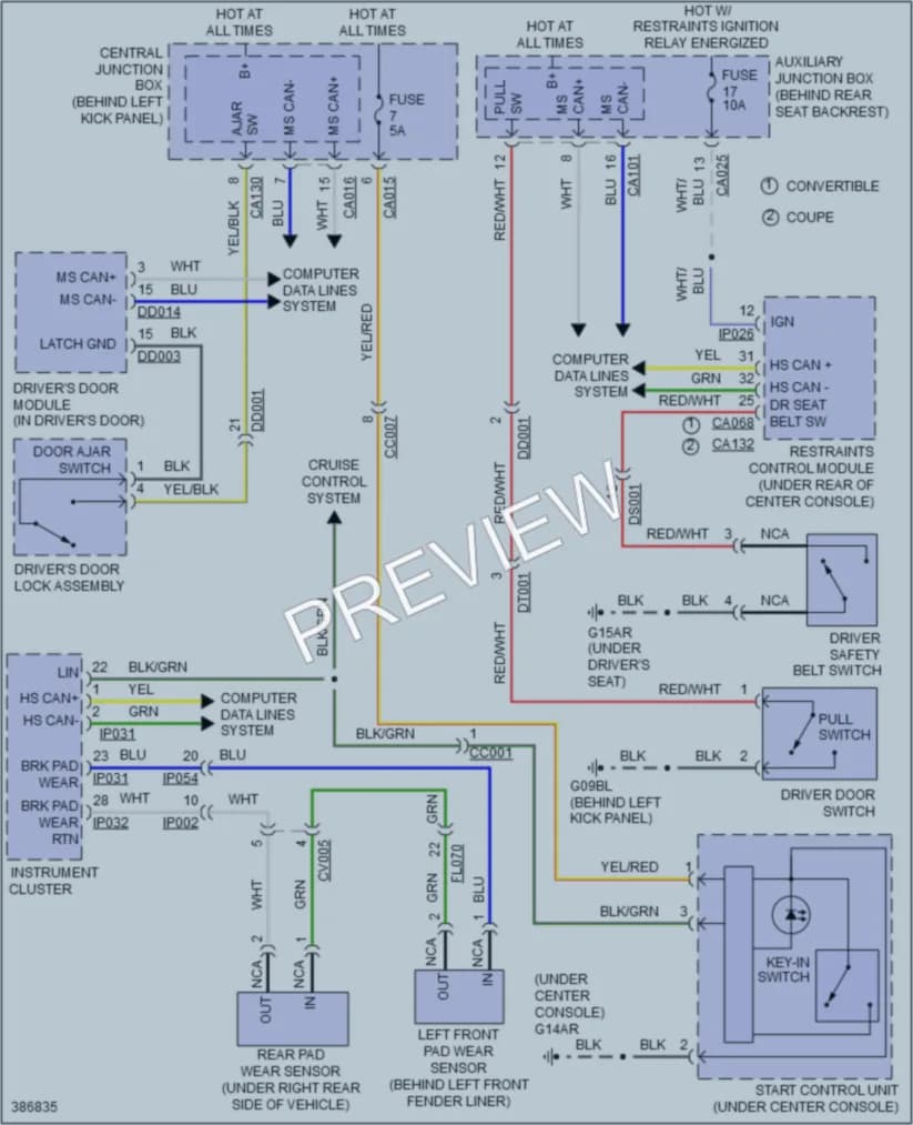 2013 Jaguar XKR Warning Systems wiring diagram preview