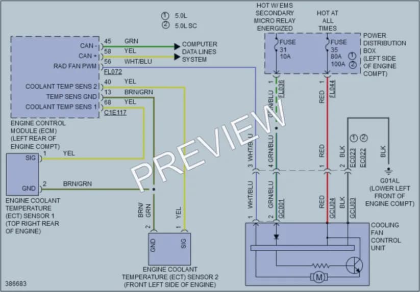 2013 Jaguar XKRS Cooling Fan wiring diagram preview