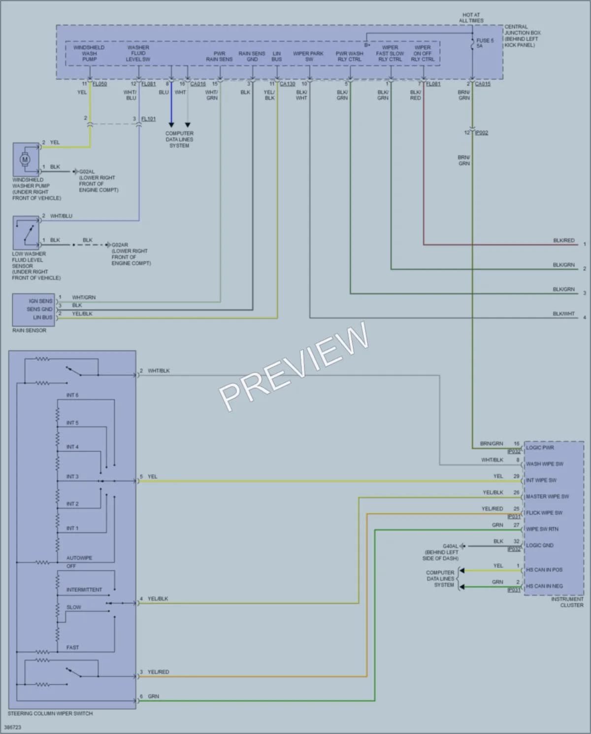 2013 Jaguar XKRS Wiper Washer wiring diagram preview