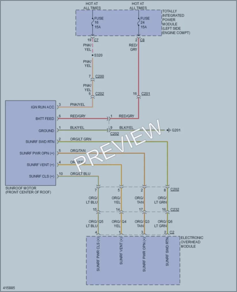 2013 Jeep Compass Power Top Sunroof wiring diagram preview