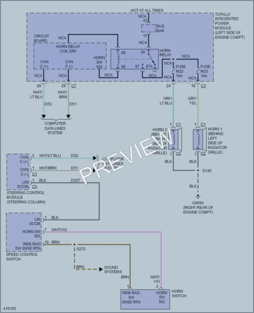 2013 Jeep GrandCherokee Horn wiring diagram preview