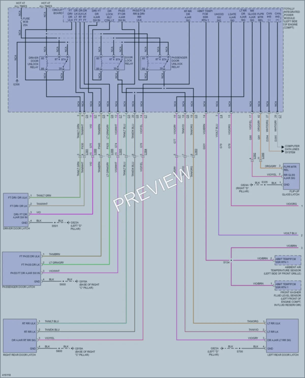 2013 Jeep GrandCherokee Power Door Locks wiring diagram preview