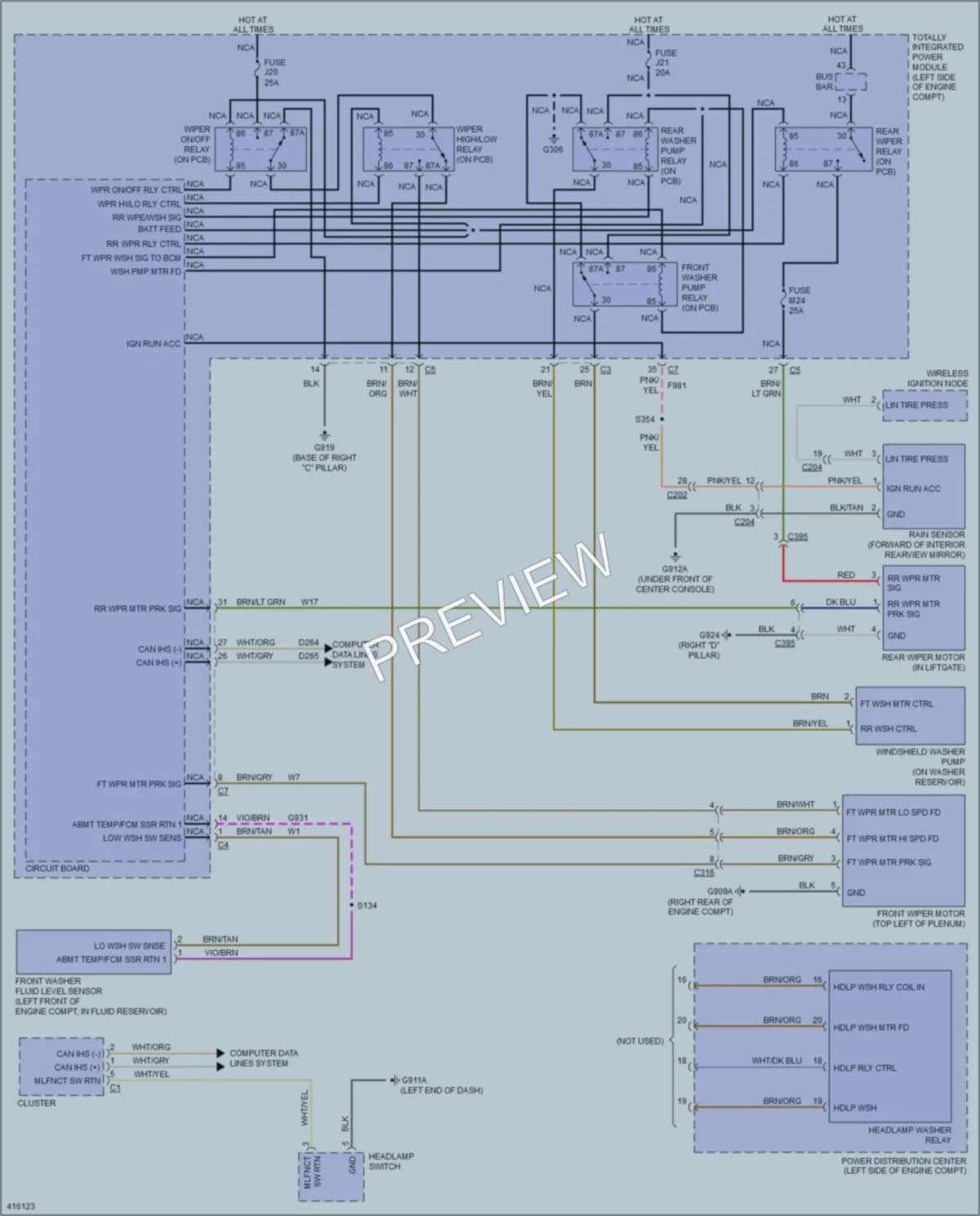 2013 Jeep GrandCherokee Wiper Washer wiring diagram preview