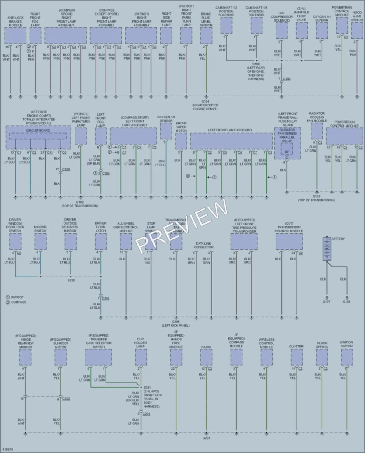 2013 Jeep Patriot Ground Distribution wiring diagram preview
