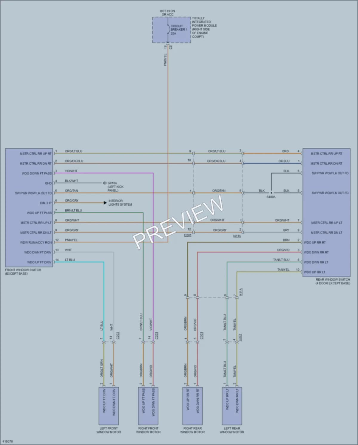 2013 Jeep Wrangler Power Windows wiring diagram preview