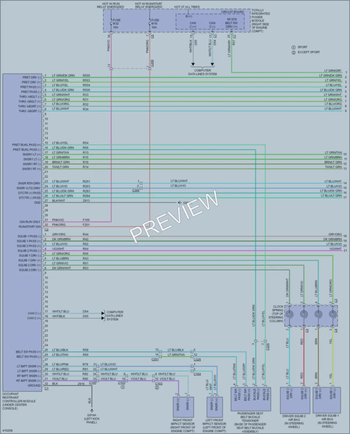 2013 Jeep Wrangler Supplemental Restraints wiring diagram preview