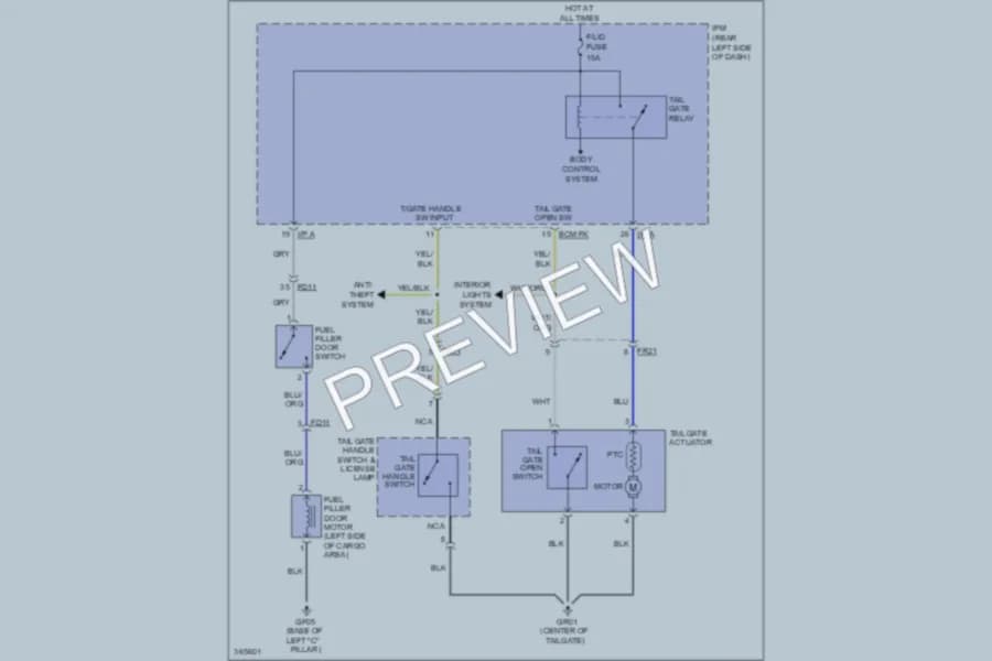 2013 Kia Sorento Trunk Tailgate Fuel Door wiring diagram preview