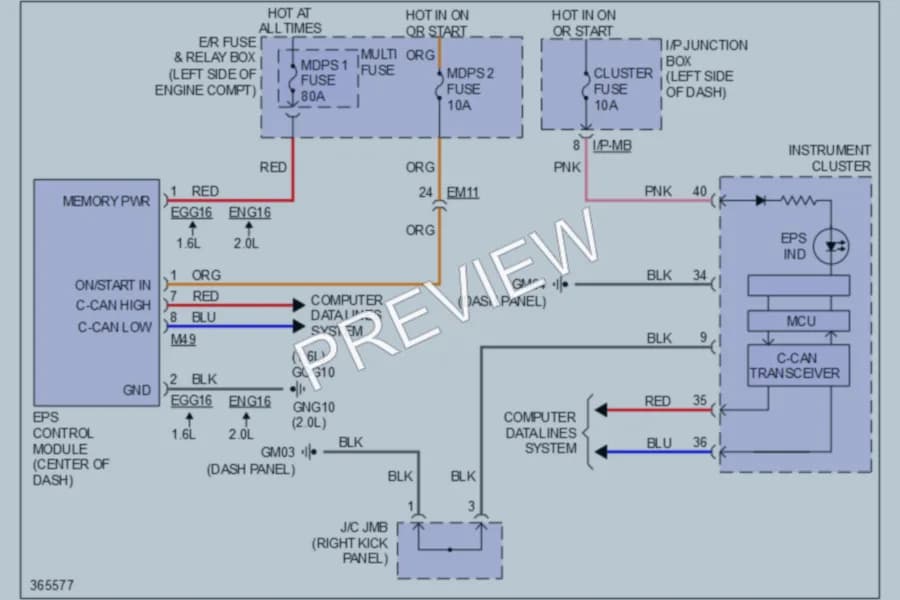 2013 Kia Soul Electronic Power Steering wiring diagram preview