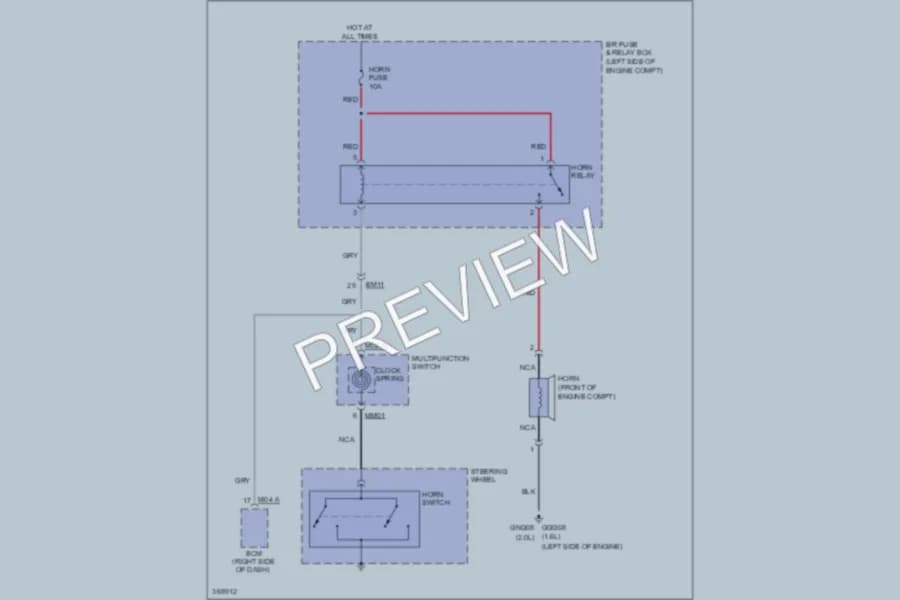 2013 Kia Soul Horn wiring diagram preview