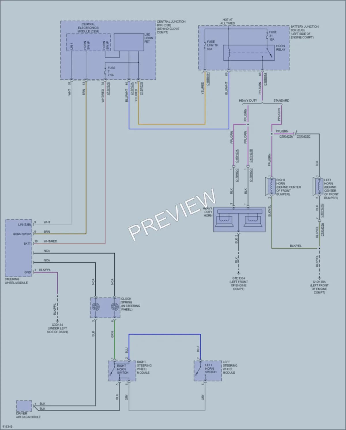2013 LandRover LR2 Horn wiring diagram preview
