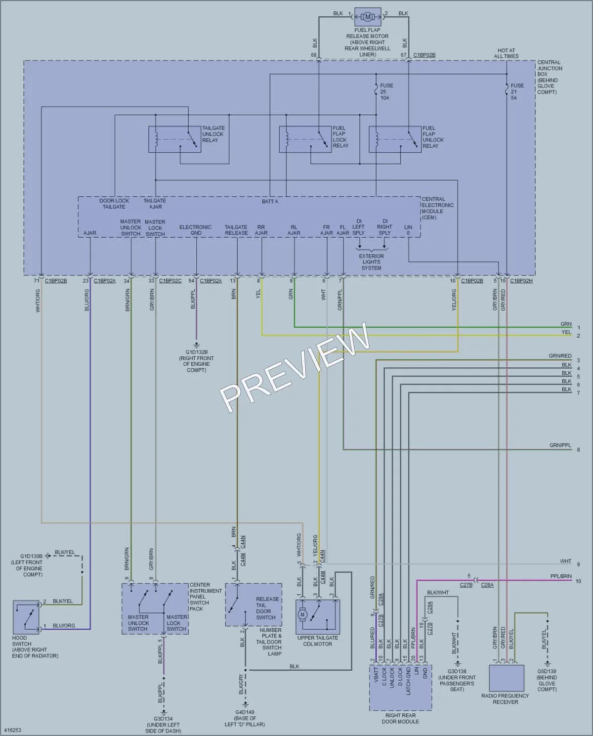 2013 LandRover LR2 Power Door Locks wiring diagram preview