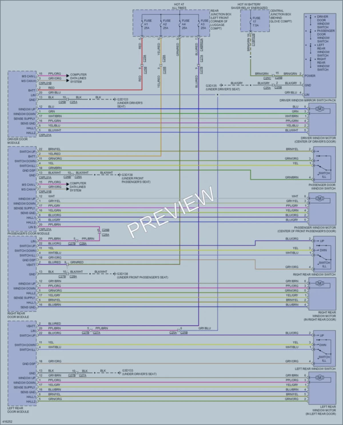 2013 LandRover LR2 Power Windows wiring diagram preview