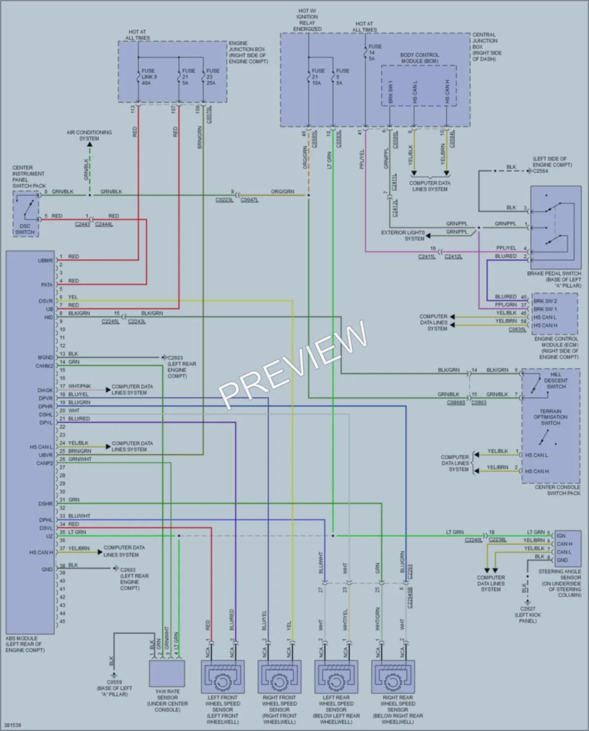 2013 LandRover LR4 Anti Lock Brakes wiring diagram preview