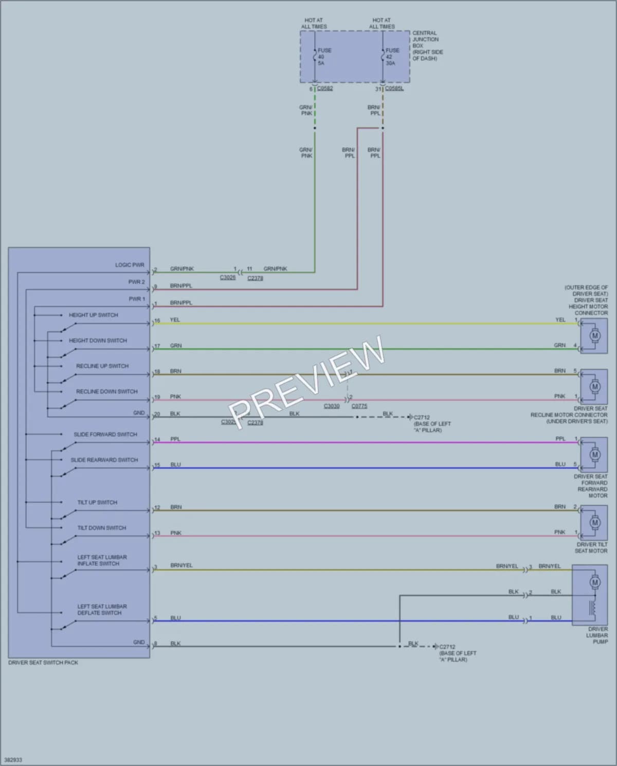 2013 LandRover LR4 Power Seats wiring diagram preview