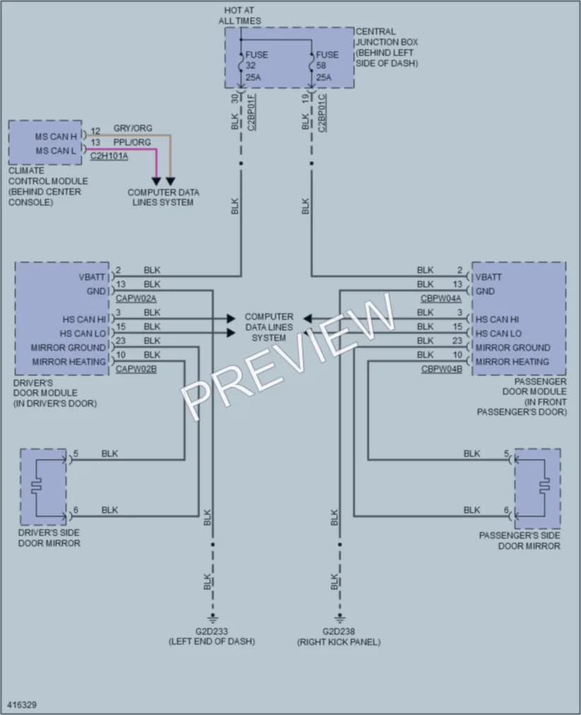 2013 LandRover RangeRover Defoggers wiring diagram preview
