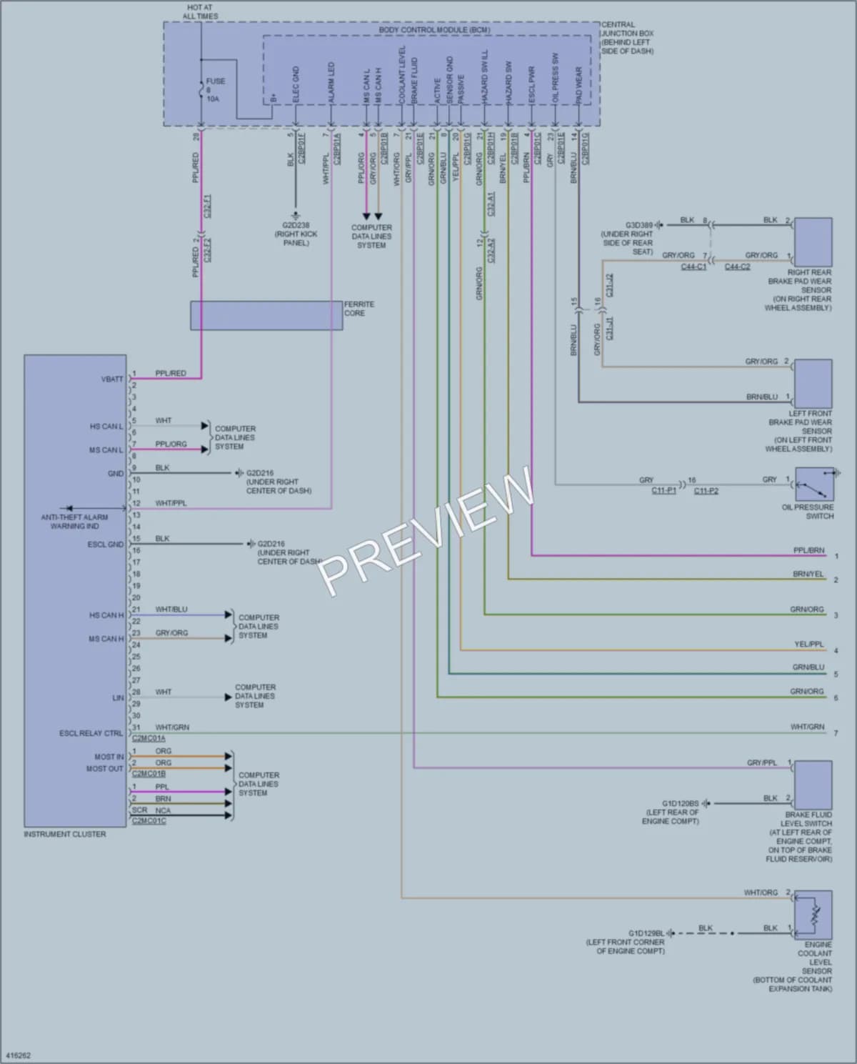 2013 LandRover RangeRover Instrument Cluster wiring diagram preview