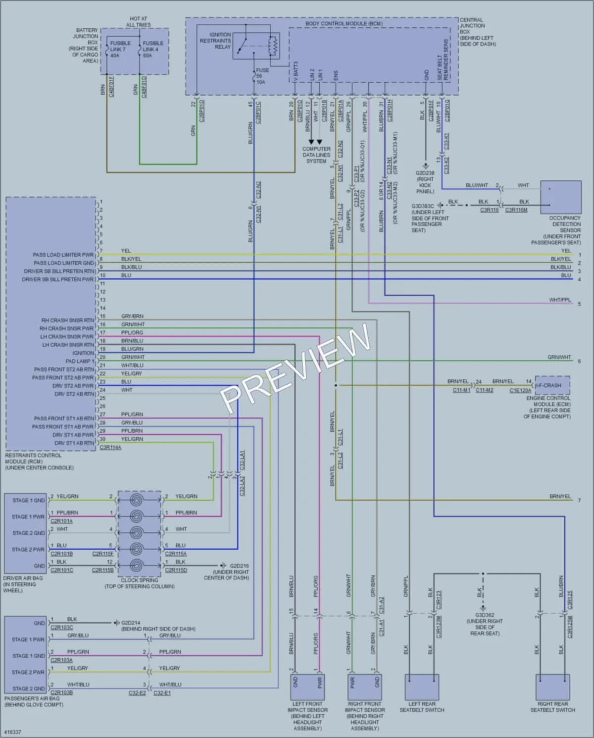 2013 LandRover RangeRover Supplemental Restraints wiring diagram preview