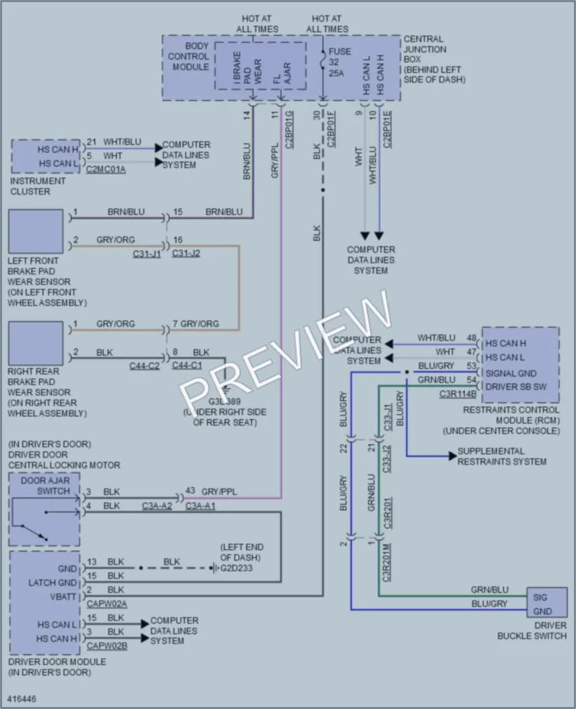 2013 LandRover RangeRover Warning Systems wiring diagram preview