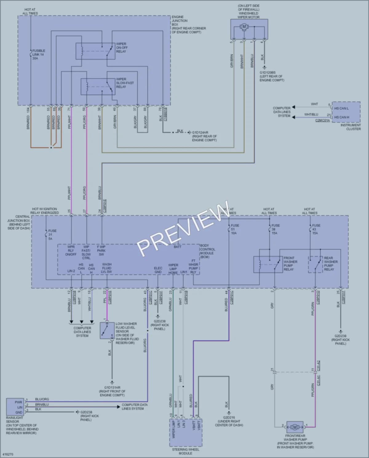 2013 LandRover RangeRover Wiper Washer wiring diagram preview