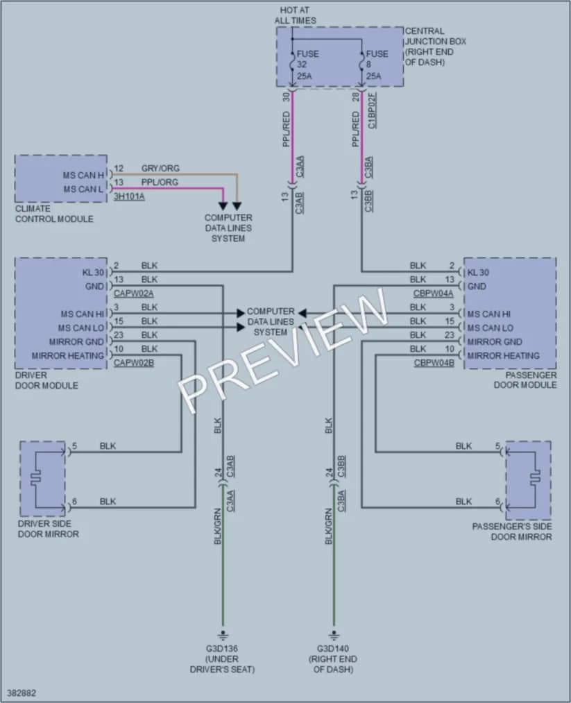 2013 LandRover RangeRoverEvoque Defoggers wiring diagram preview