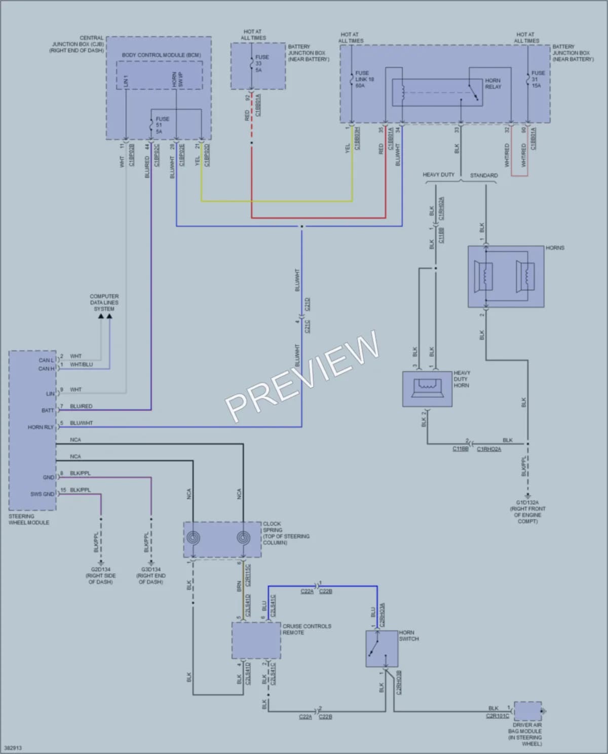 2013 LandRover RangeRoverEvoque Horn wiring diagram preview