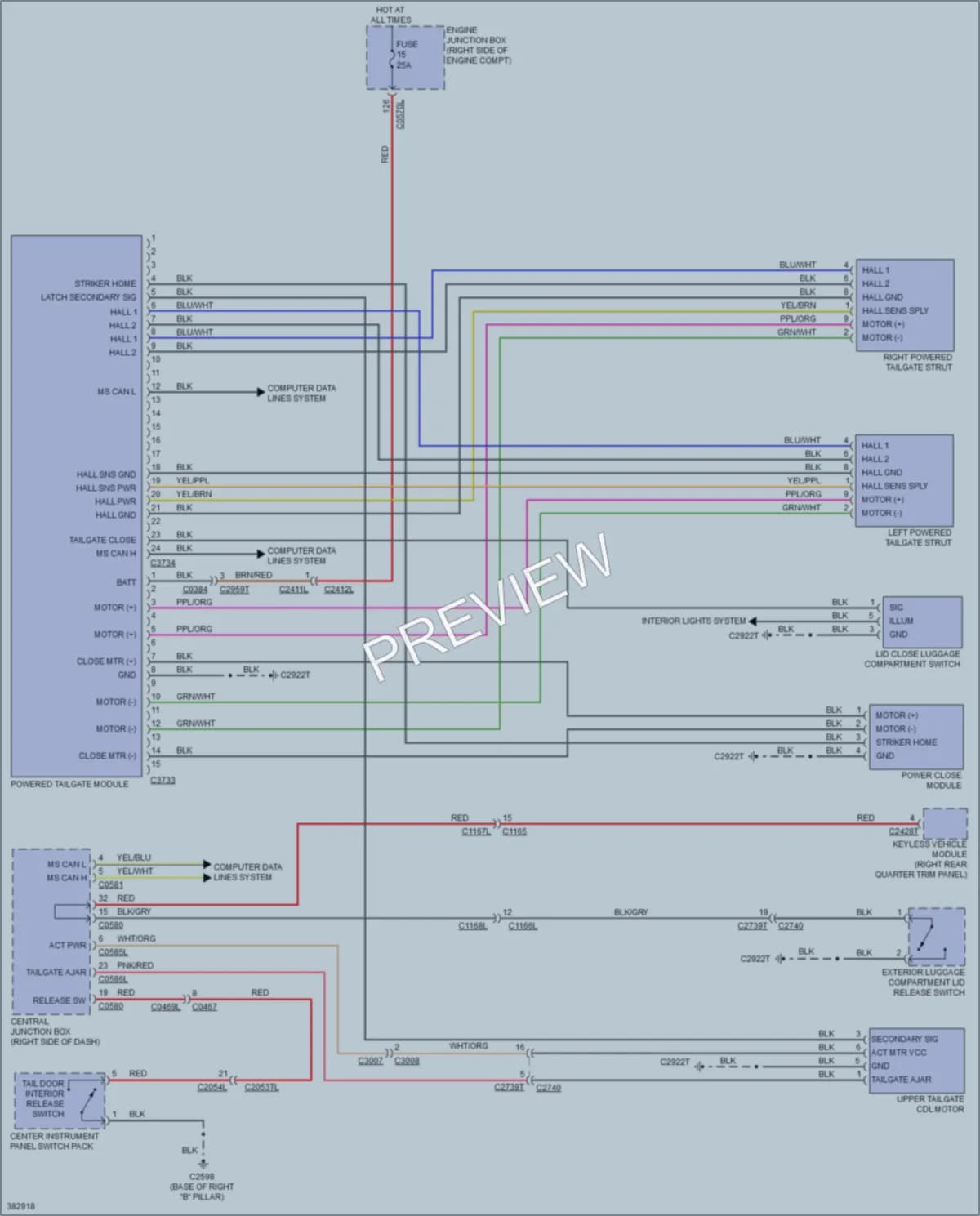 2013 LandRover RangeRoverSport Trunk Tailgate Fuel Door wiring diagram preview