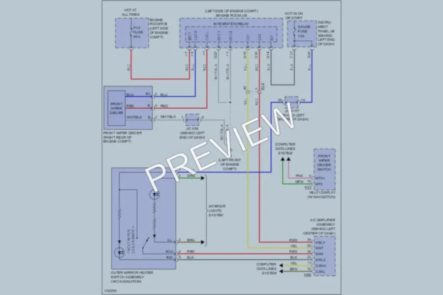 2013 Lexus CT200h Defoggers wiring diagram preview