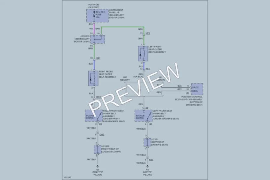 2013 Lexus CT200h Passive Restraints wiring diagram preview