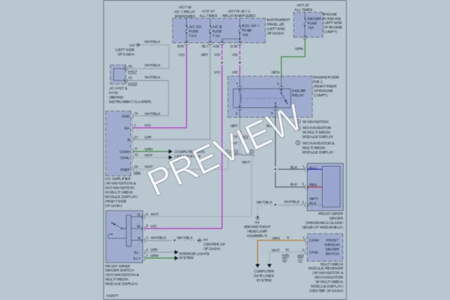 2013 Lexus ES300h Defoggers wiring diagram preview