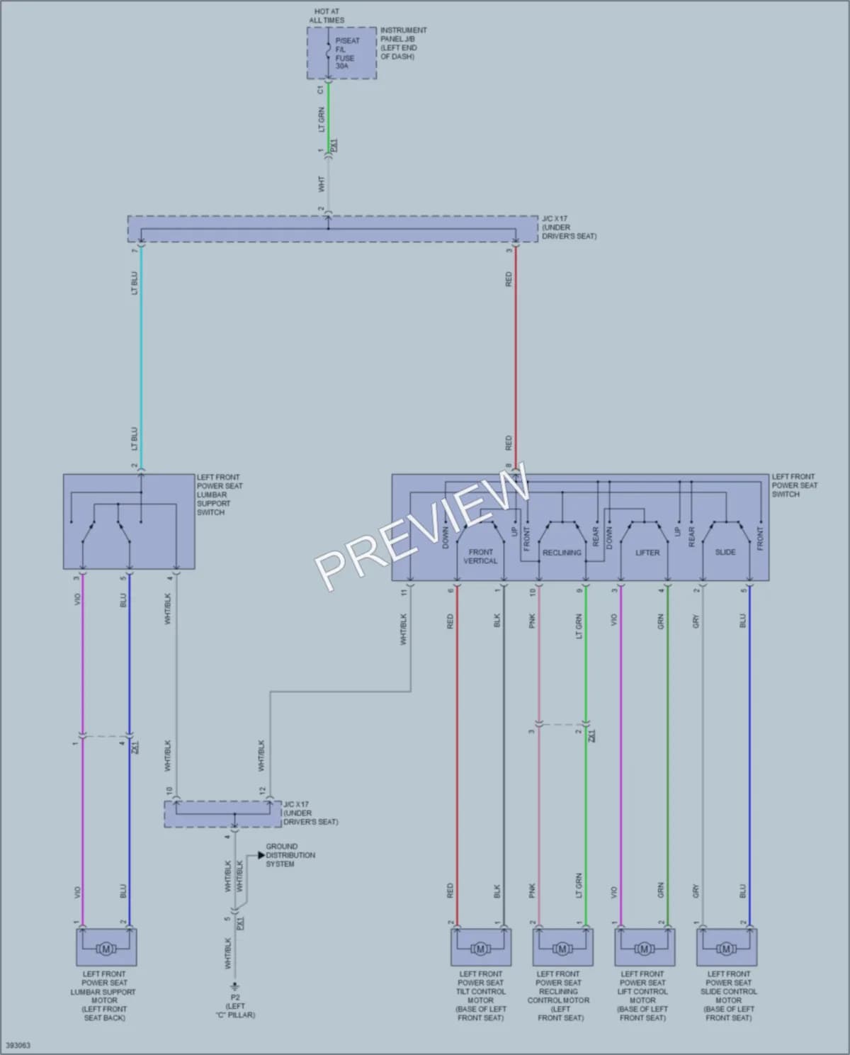 2013 Lexus ES300h Power Seats wiring diagram preview