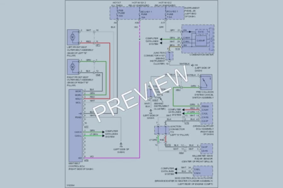 2013 Lexus ES300h Supplemental Restraints wiring diagram preview