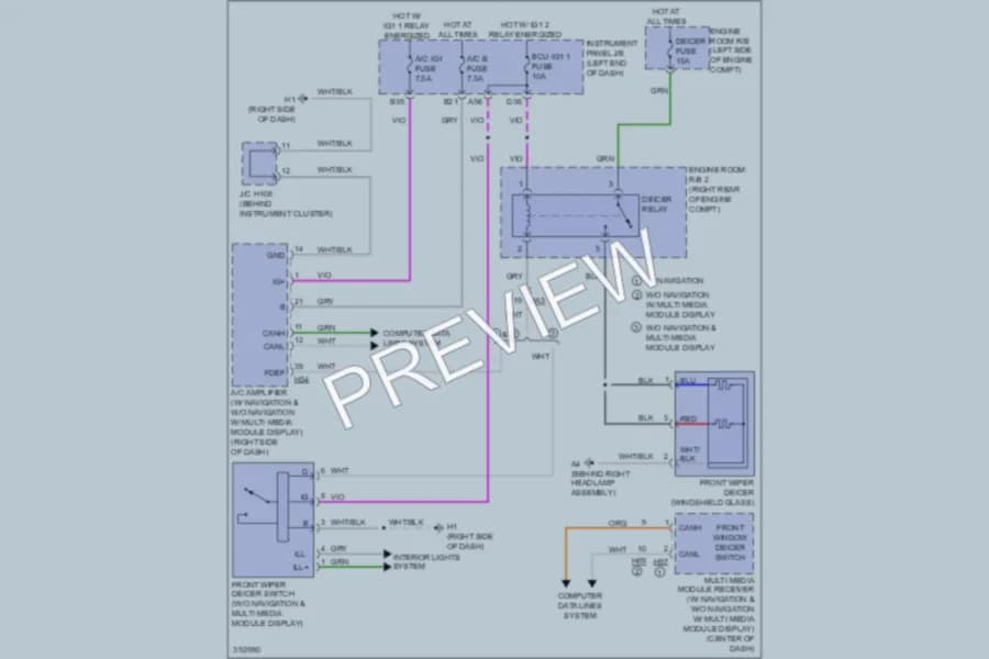 2013 Lexus ES350 Defoggers wiring diagram preview