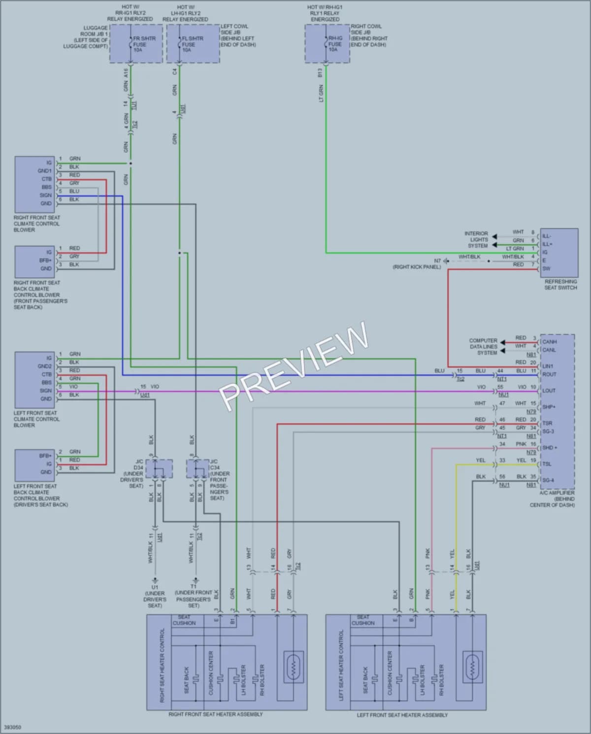2013 Lexus GS350 Power Seats wiring diagram preview