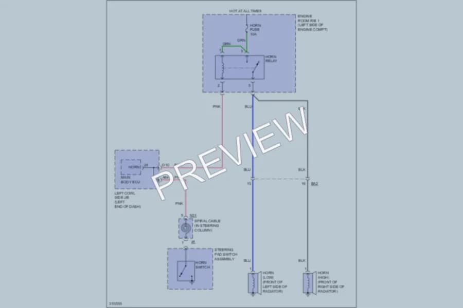 2013 Lexus GS450h Horn wiring diagram preview
