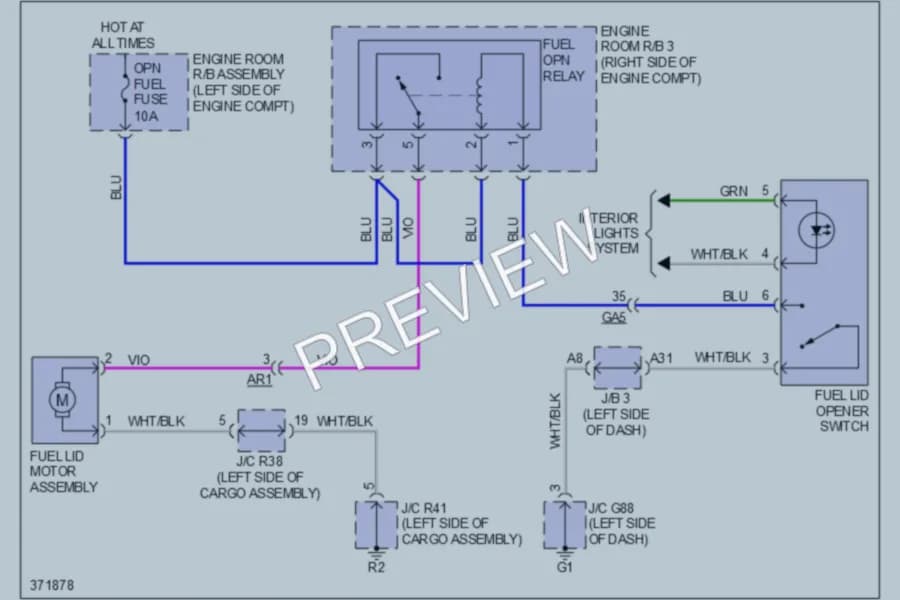 2013 Lexus GX460 Trunk Tailgate Fuel Door wiring diagram preview