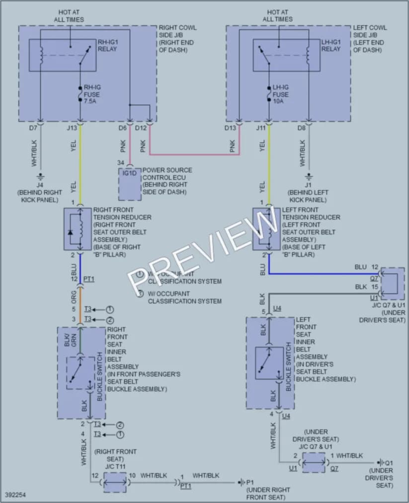 2013 Lexus ISF Passive Restraints wiring diagram preview