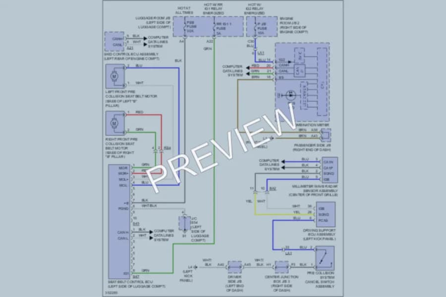 2013 Lexus LS600h Supplemental Restraints wiring diagram preview