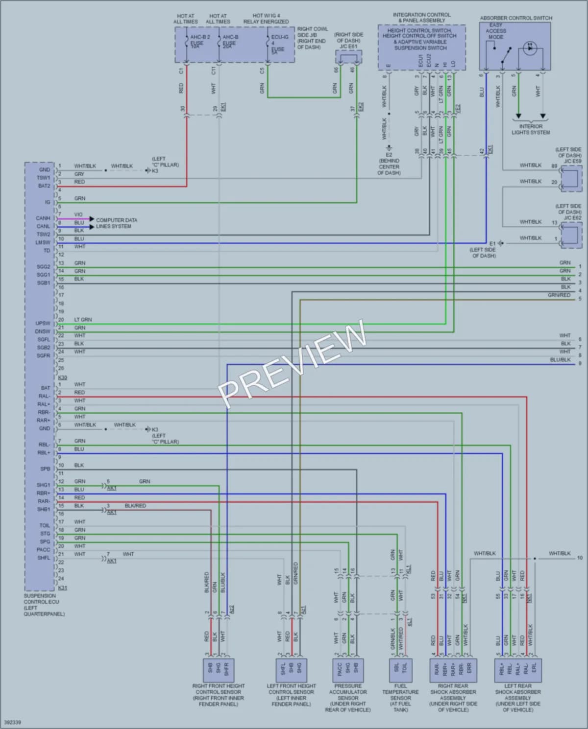 2013 Lexus LX570 Electronic Suspension wiring diagram preview