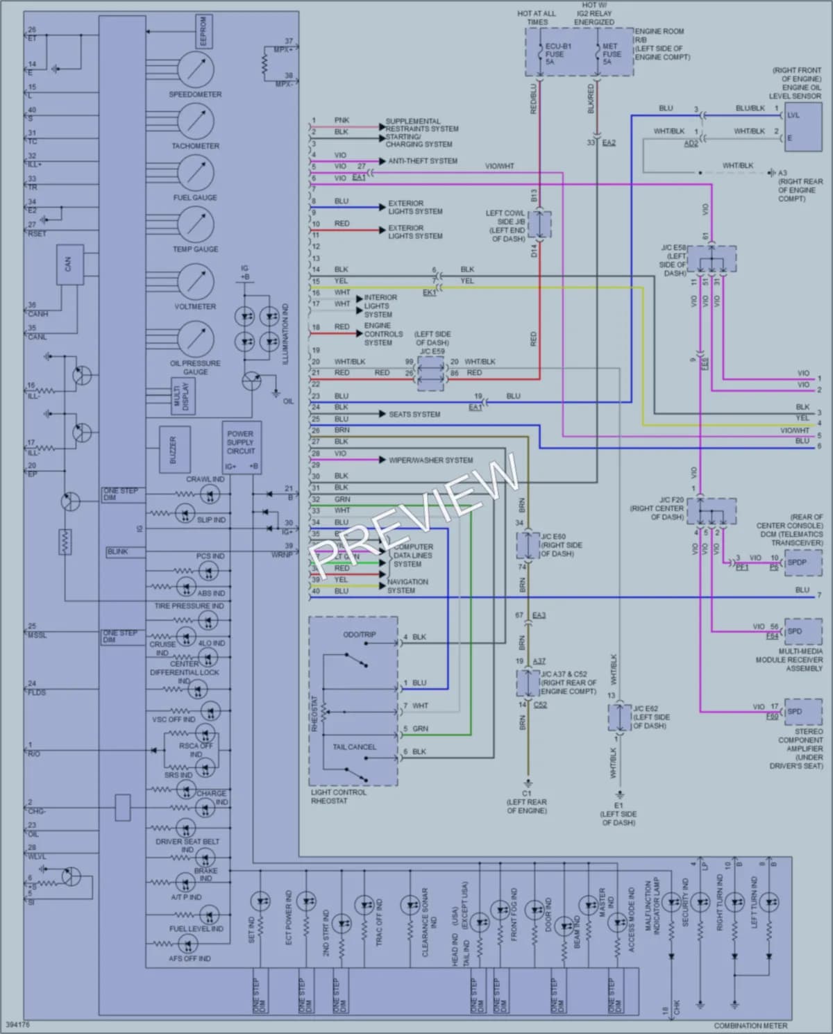 2013 Lexus LX570 Instrument Cluster wiring diagram preview