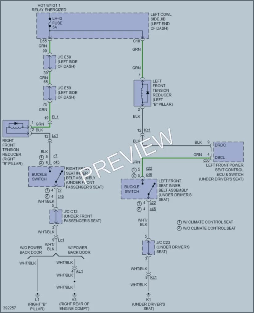 2013 Lexus LX570 Passive Restraints wiring diagram preview