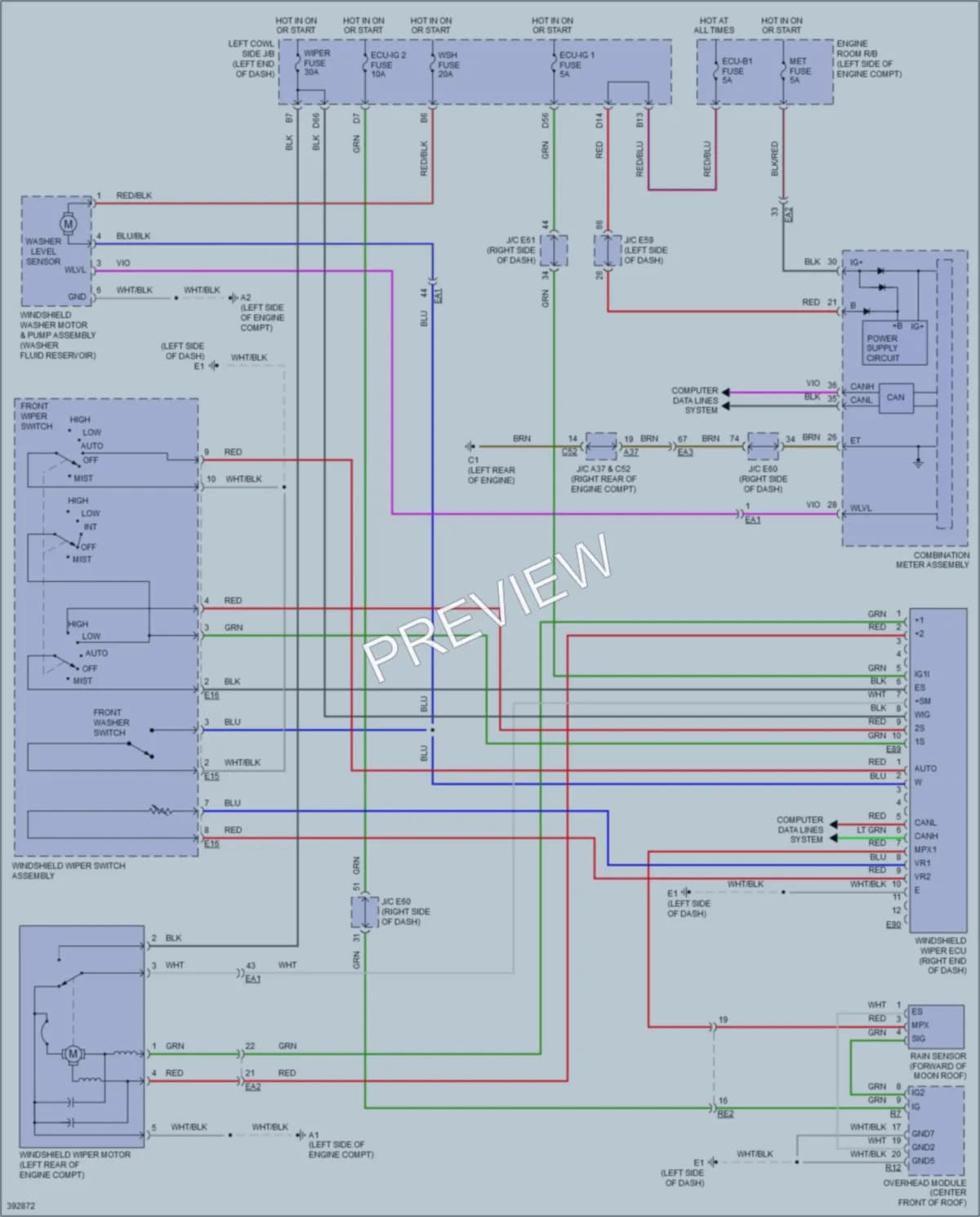 2013 Lexus LX570 Wiper Washer wiring diagram preview