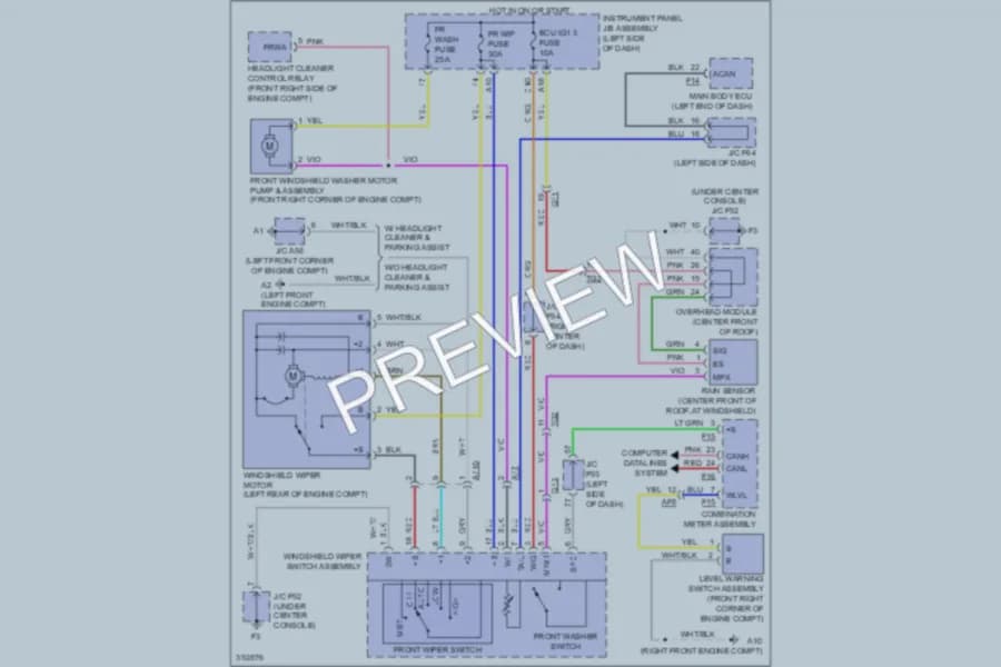 2013 Lexus RX350 Wiper Washer wiring diagram preview
