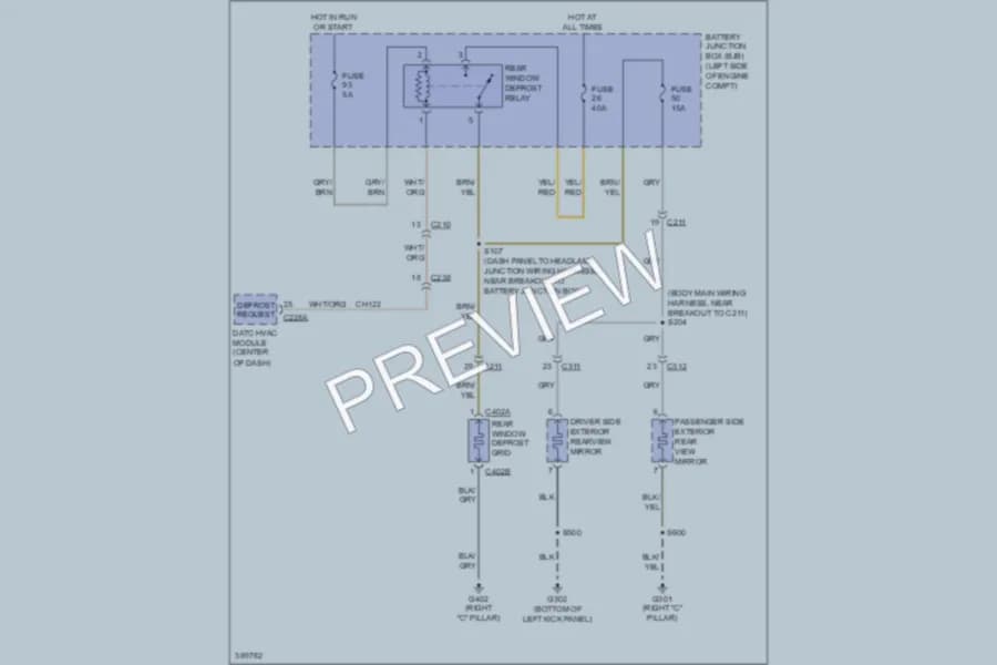 2013 Lincoln MKS Defoggers wiring diagram preview