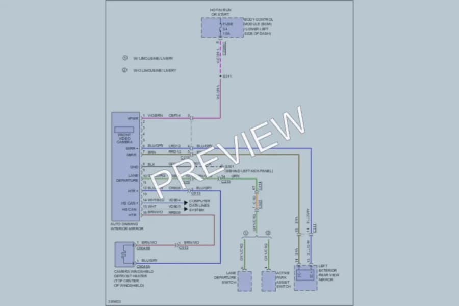 2013 Lincoln MKT Power Mirrors wiring diagram preview